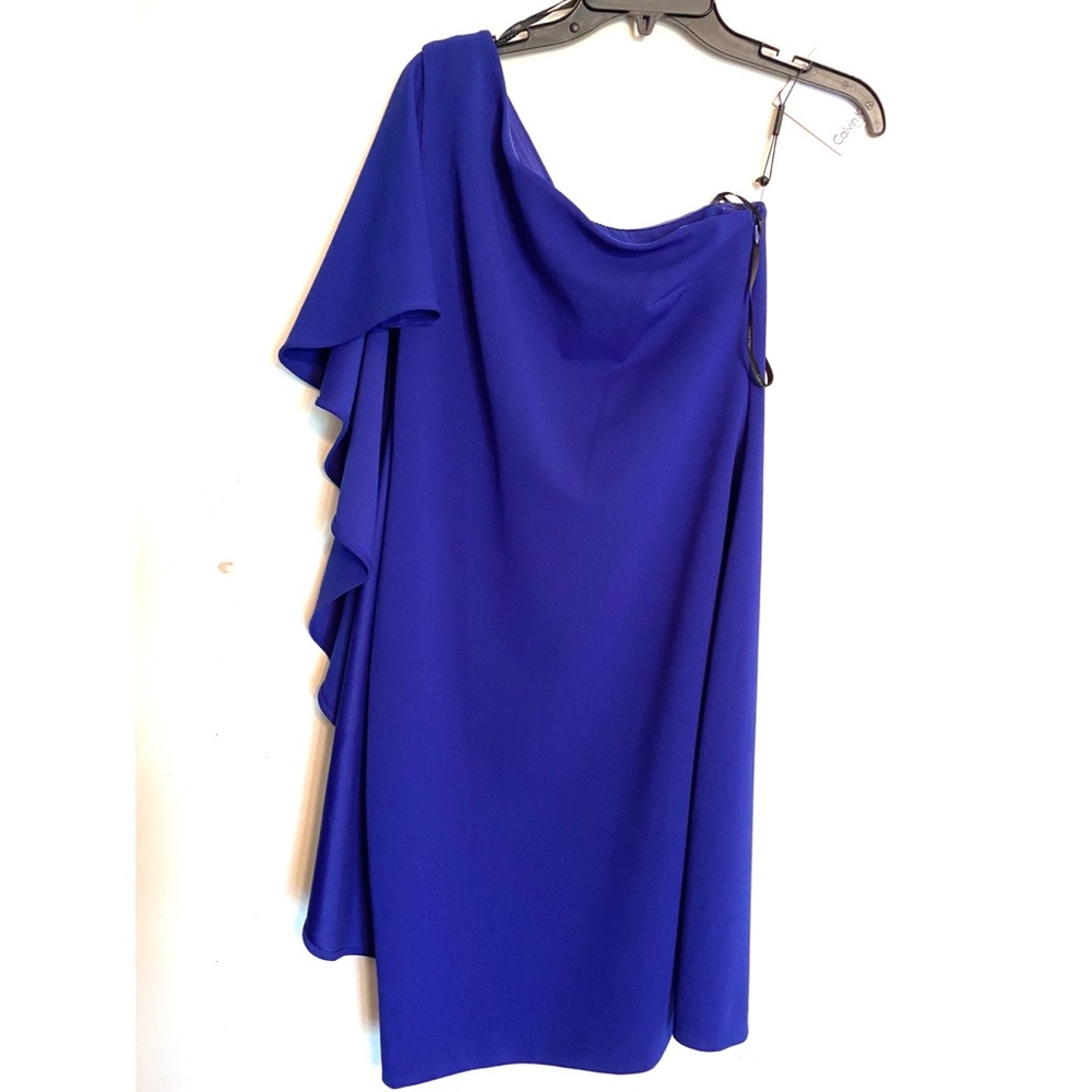 NEW Calvin Klein One Shoulder with Cascade Short Dress